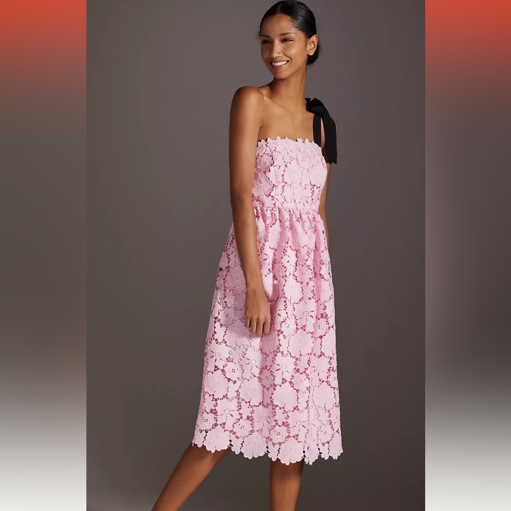 Maeve Pink Floral Lace Dress Size 12